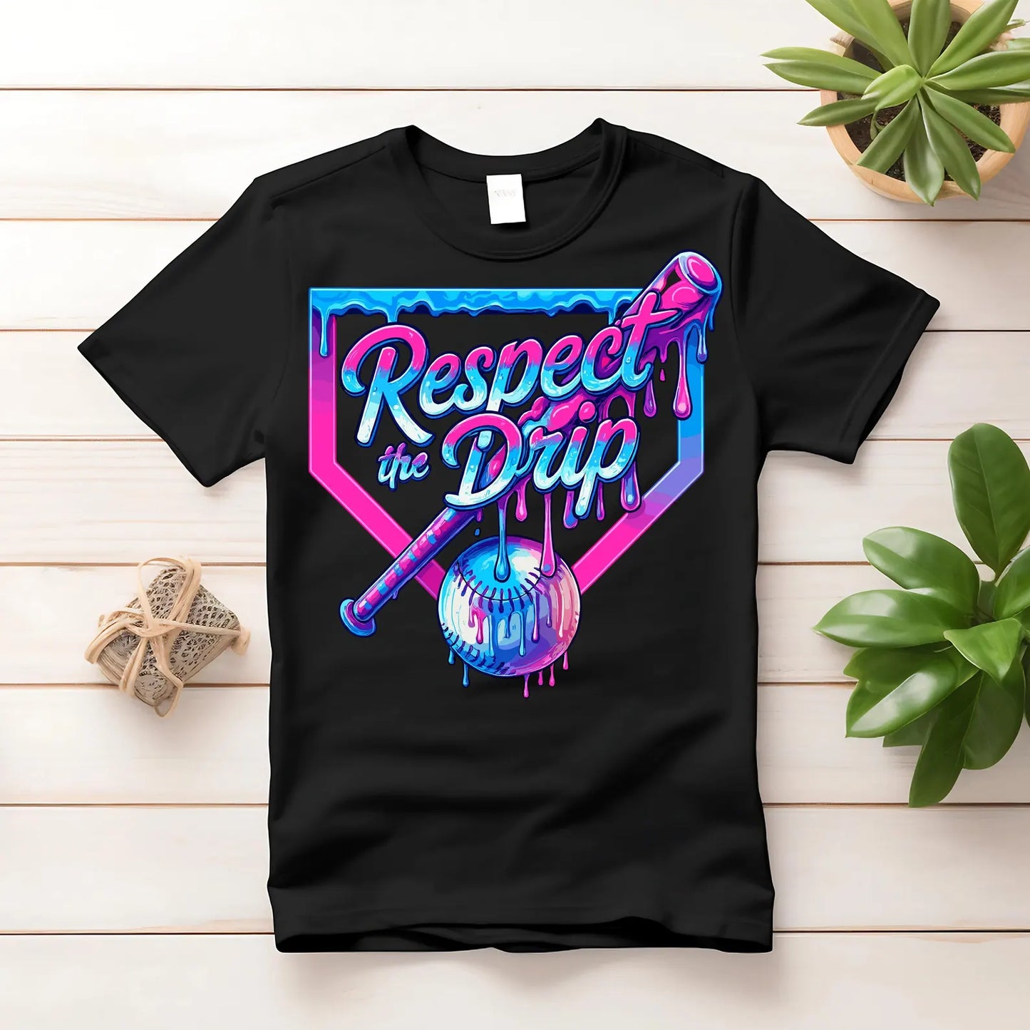 Youth Sports Respect The Drip Baseball Graphic T-Shirt Gildan Tee