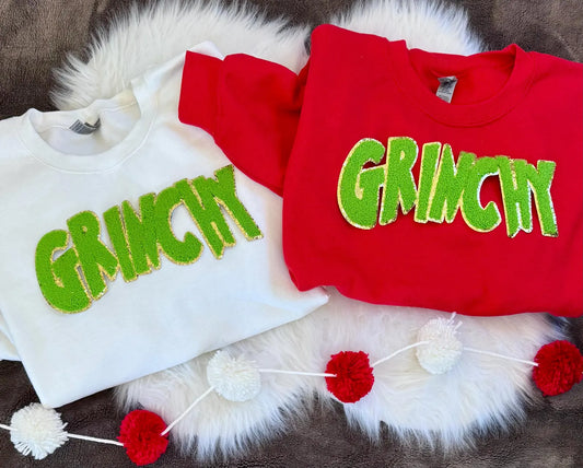 Holiday Christmas Green Mischief Crewneck Sweatshirt with Patch