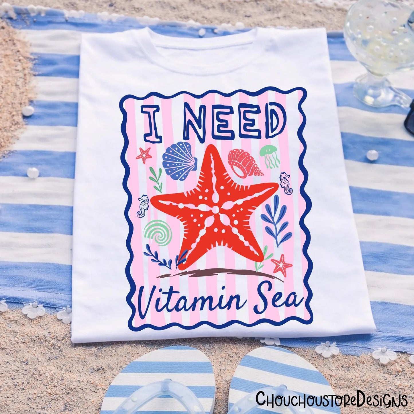 Women's Unisex Comfort Colors Tank Top I need Vitamin Sea Starfish Graphic Tank
