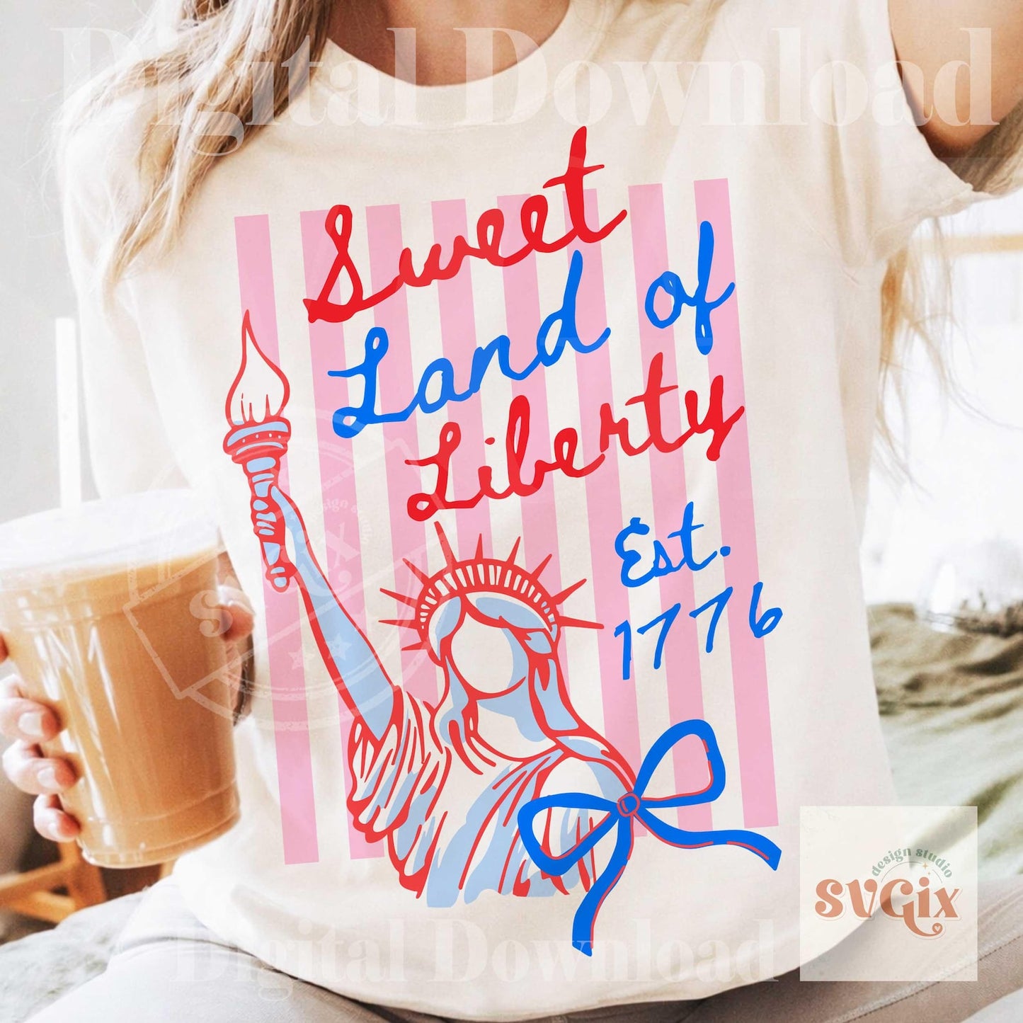 Unisex Patriotic Fourth Of July Sweet Land Of Liberty Tee Statue Of Liberty Graphic T-Shirt