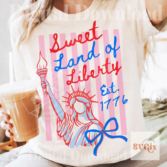 Unisex Patriotic Fourth Of July Sweet Land Of Liberty Tee Statue Of Liberty Graphic T-Shirt