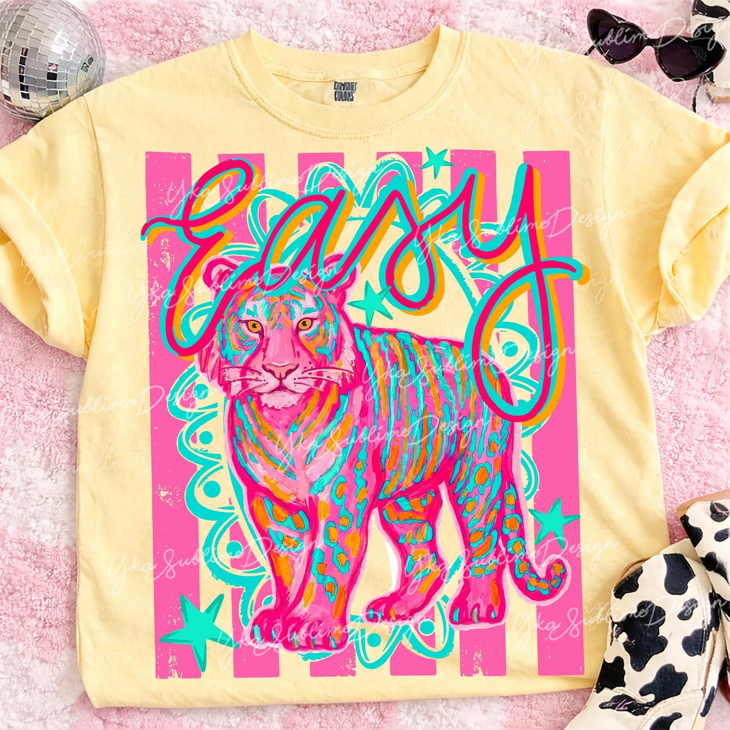 Women's Unisex Comfort Colors Tee Easy Tiger Stripes Graphic T-Shirt