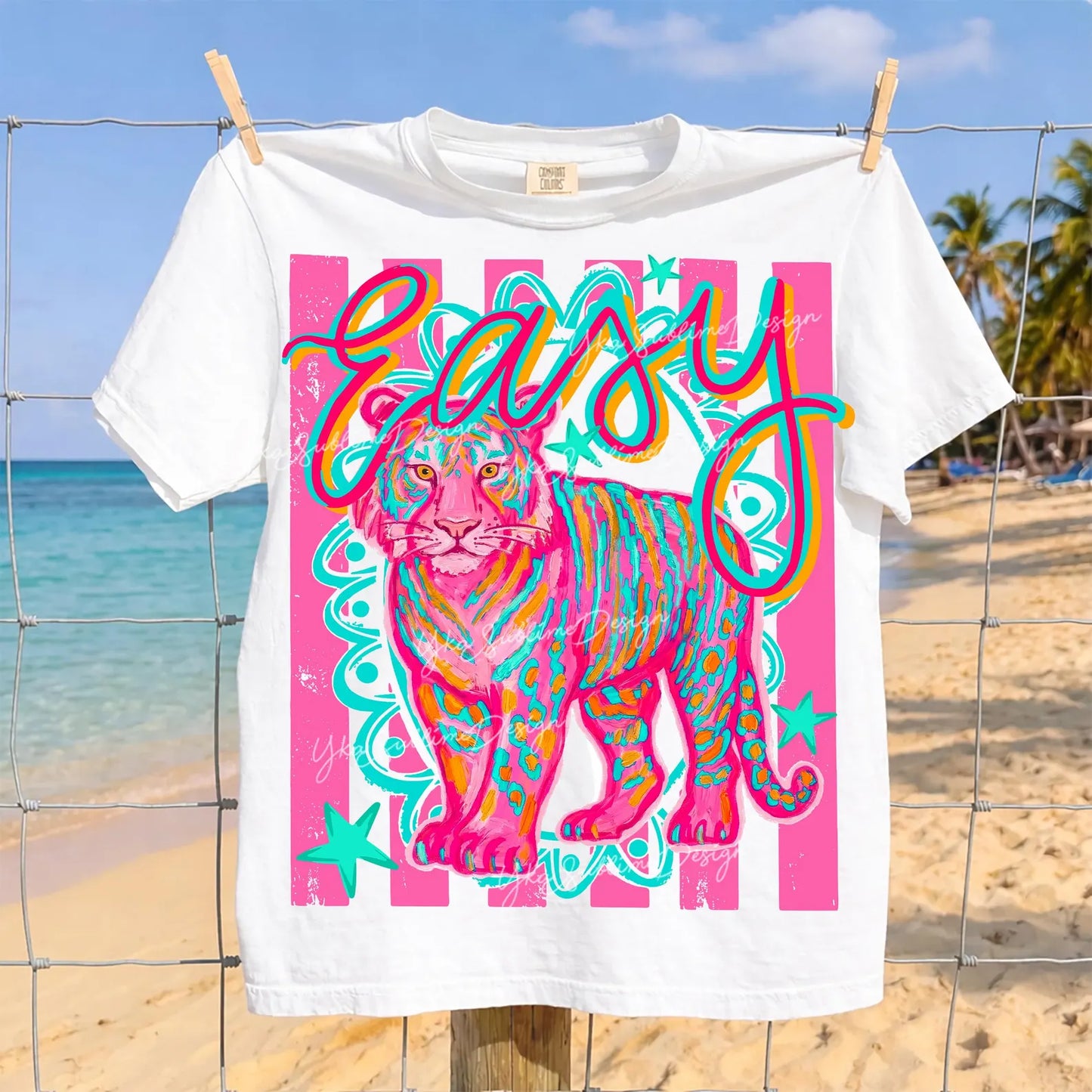 Women's Unisex Comfort Colors Tee Easy Tiger Stripes Graphic T-Shirt
