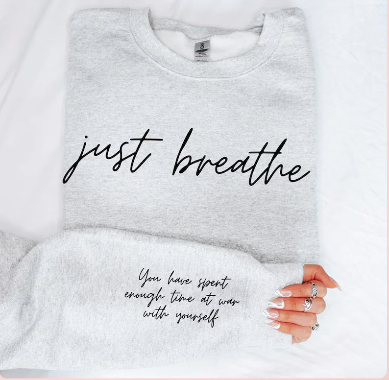 Just Breathe Unisex Gildan Graphic Crewneck Sweatshirt
