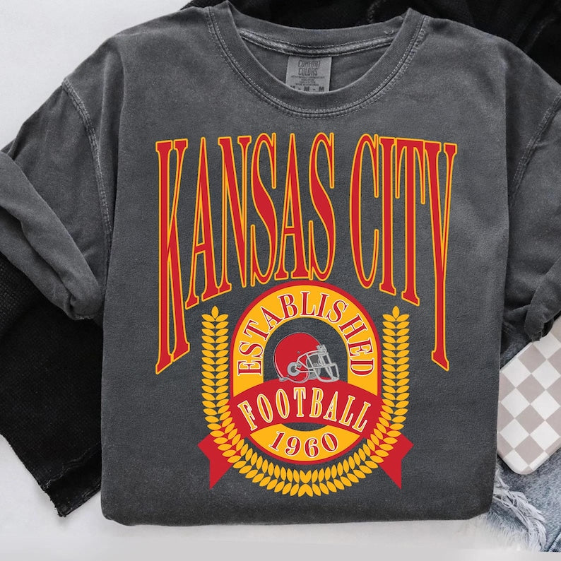 Kansas City Football 1960 Graphic Tee Unisex Comfort Colors T-Shirt