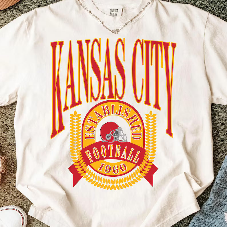 Kansas City Football 1960 Graphic Tee Unisex Comfort Colors T-Shirt