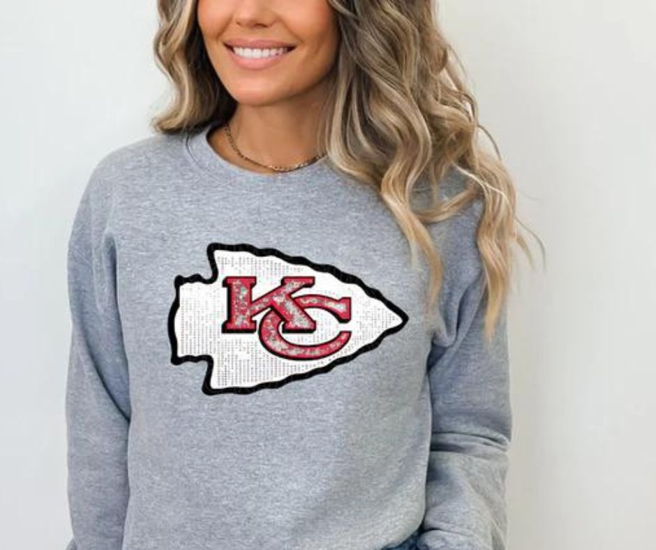 KC Chiefs Football Faux Bling Arrowhead Sweatshirt