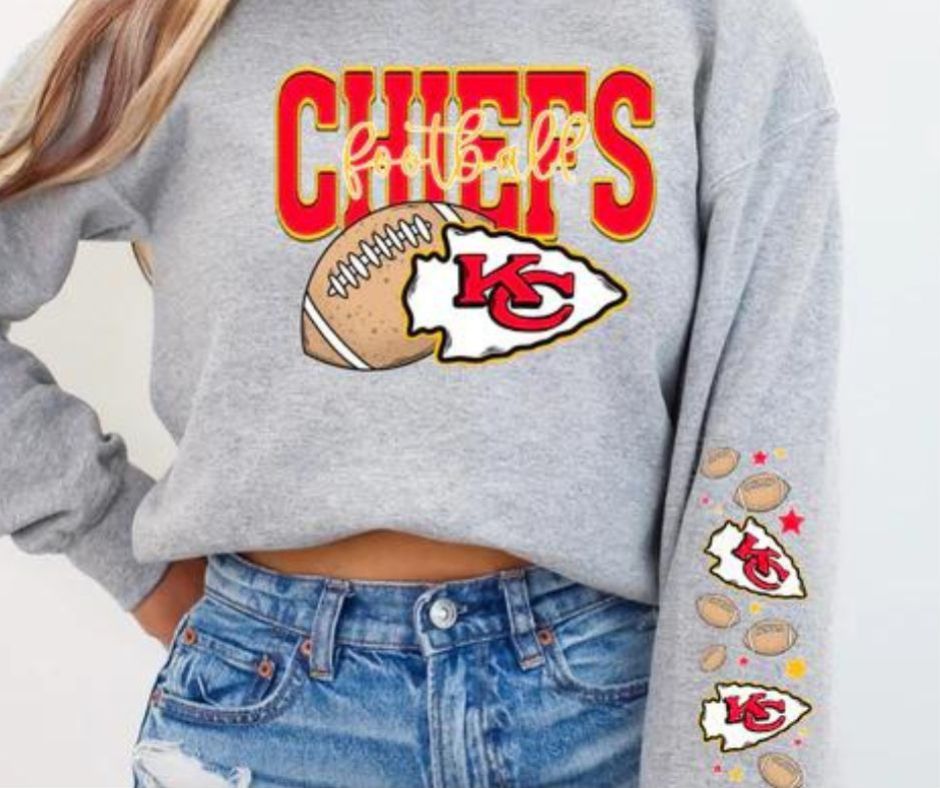 KC Kansas City Chiefs Football Graphic Sweatshirt with Sleeve