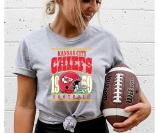 KC Kansas City Chiefs Football EST 1959 Helment Graphic T-Shirt