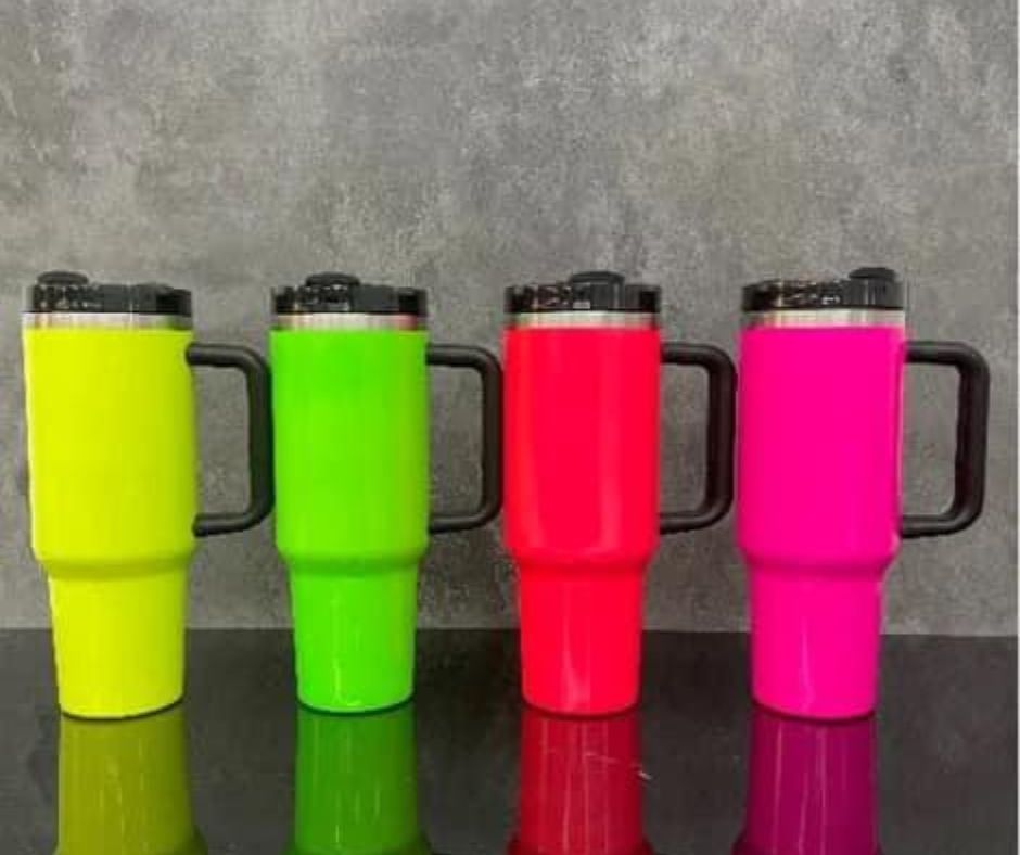 Neon 40 Ounce Stainless Steel Tumbler with Handle Drinkware