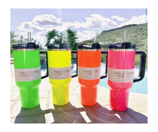 Hot Neon 40 OZ H2.0 Quencher Insulated Tumblers Green, Pink, Yellow & Watermelon