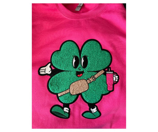 Boujee Pink Crewneck Sweatshirt Green Shamrock Tumbler Belt Bag Patch