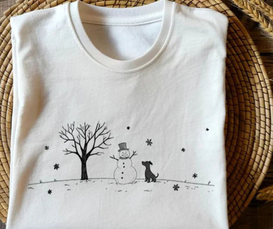 Unisex Winter Christmas Snowman & Dog Graphic Sweatshirt