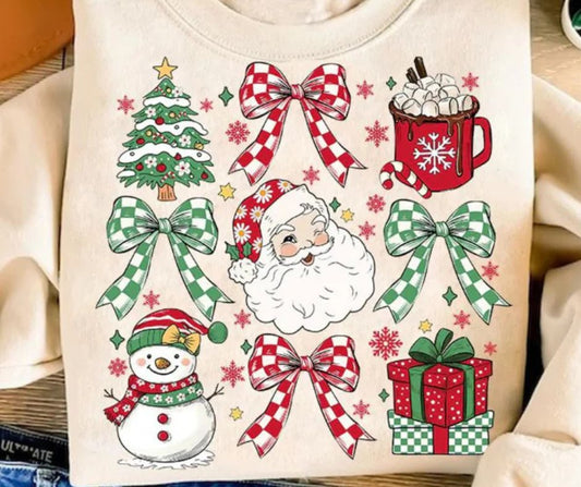 Unisex Christmas Graphic Sweatshirt Santa Checkered Bows Present Snowman X-Mas Tree