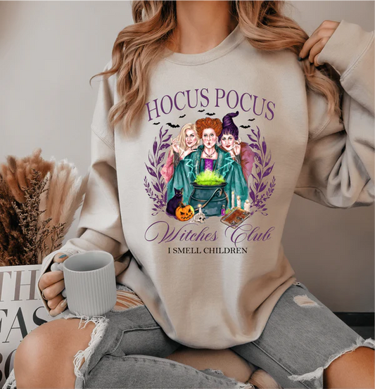 Women's Halloween Hocus Pocus Witches Club I Smell Children Sweatshirt